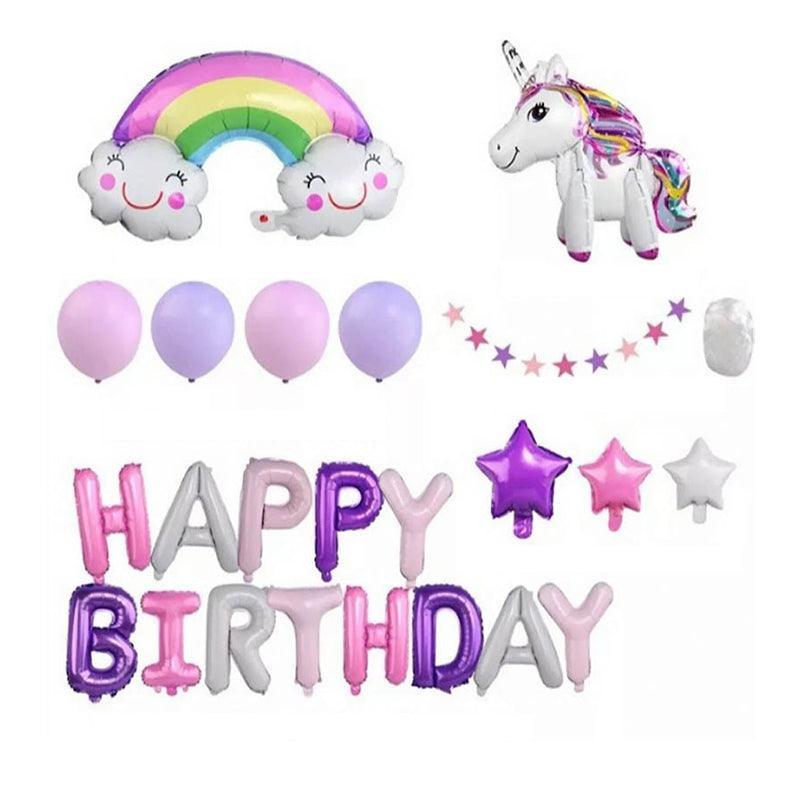 45-50 Pcs Happy Birthday 3D Unicorn Decoration Balloons Diy Decor Party Set