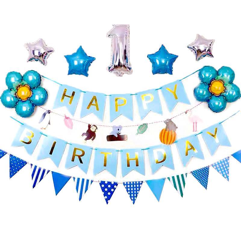 45-50 Pcs Happy Birthday 3D Unicorn Decoration Balloons Diy Decor Party Set