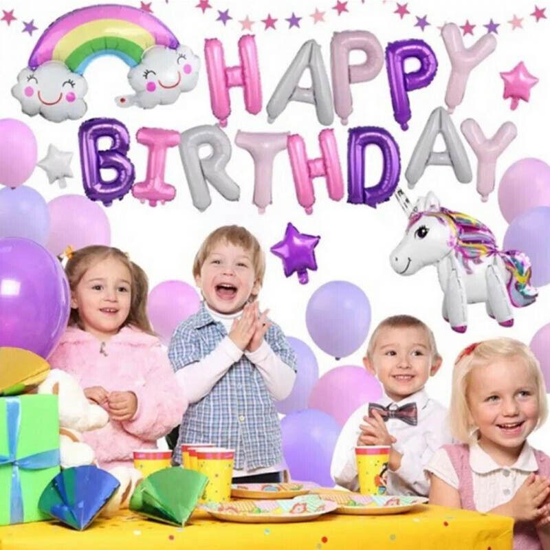 45-50 Pcs Happy Birthday 3D Unicorn Decoration Balloons Diy Decor Party Set