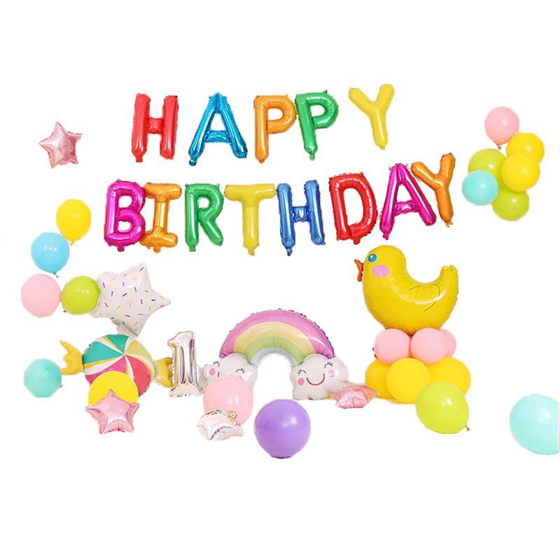 45-50 Pcs Happy Birthday 3D Unicorn Decoration Balloons Diy Decor Party Set