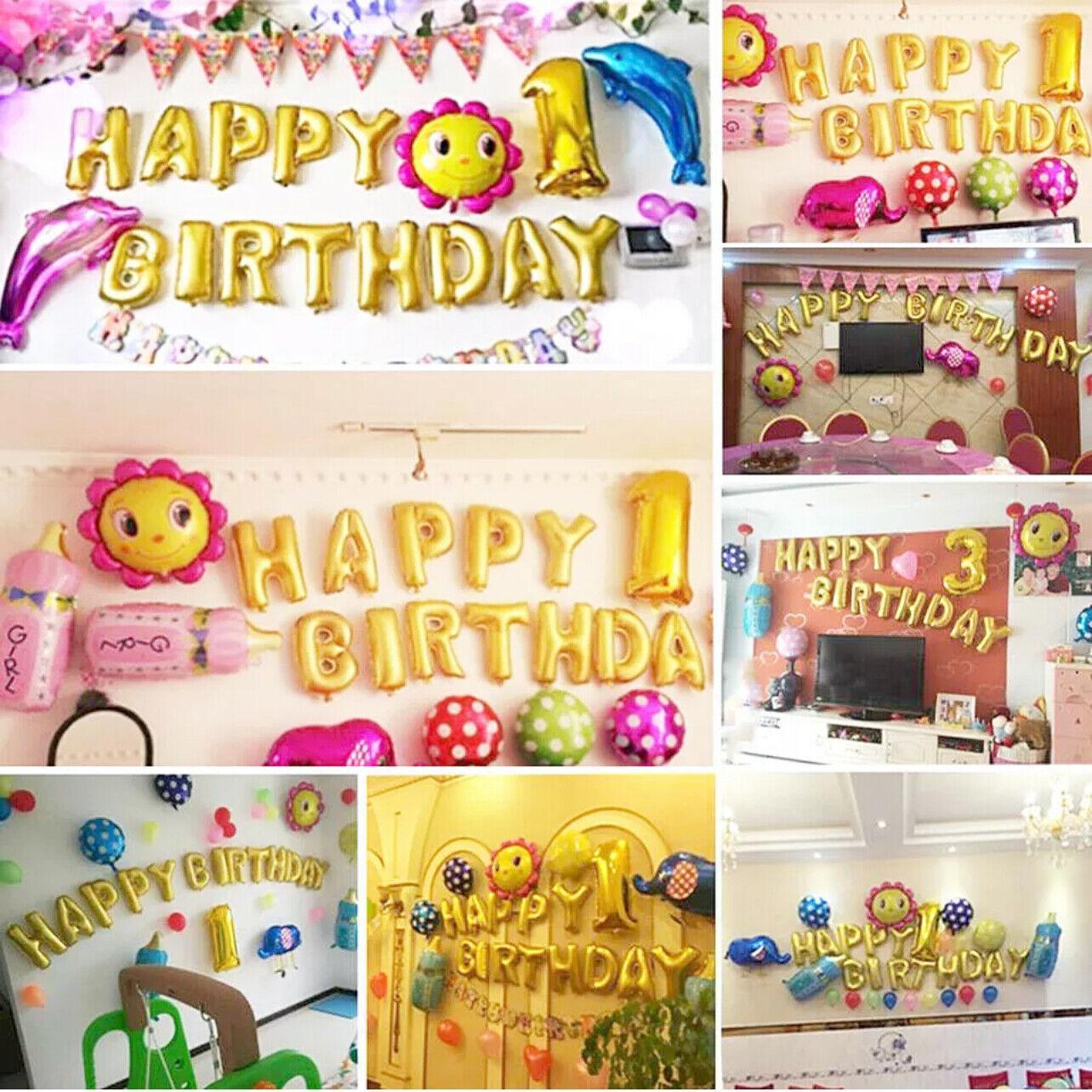 40Cm 3D Happy Birthday Letters Balloons Inflating Foil Banner Bunting Celebrate