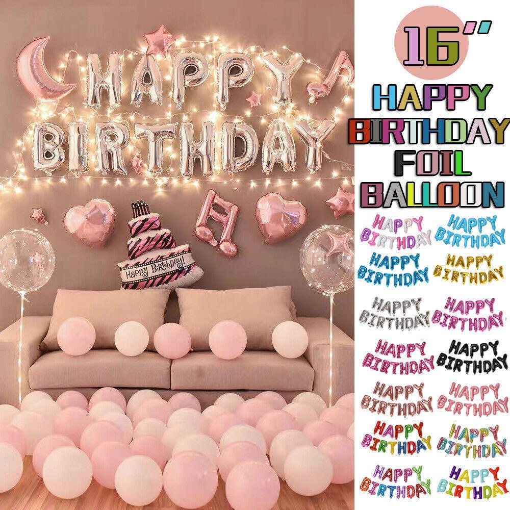 40Cm 3D Happy Birthday Letters Balloons Inflating Foil Banner Bunting Celebrate
