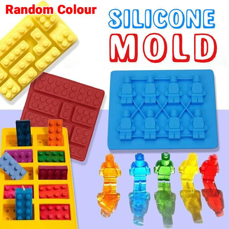 Brick Figure Man Silicone Mold Chocolate Block Cake Mould Ice Cube Tray