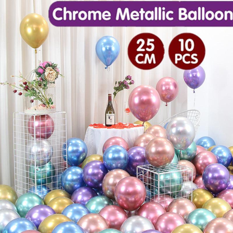 10pcs 25cm Chrome Metallic Balloons for Party Decoration Helium Thick Latex